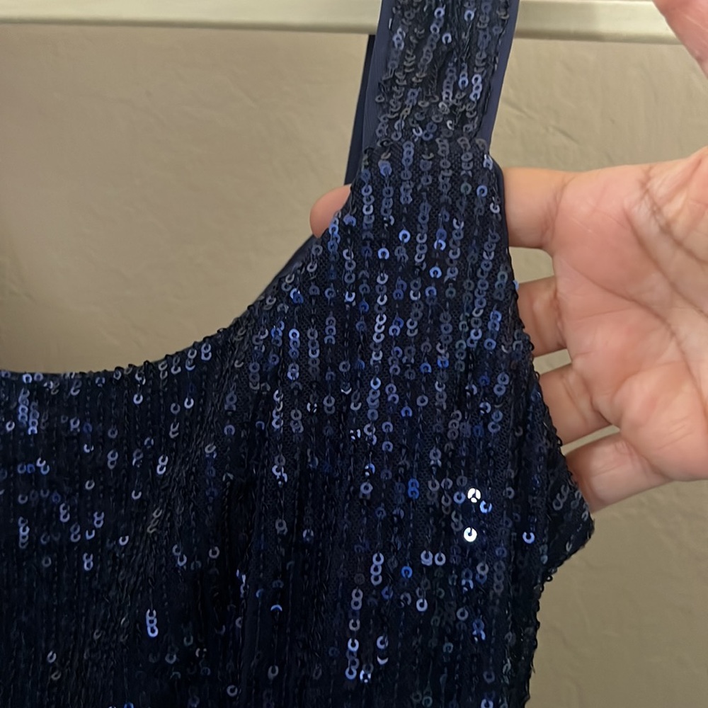 Laundry by Shelli Segal Women’s Square Neck Blue Sequin Midi Cocktail Dress 10 - Picture 16 of 17
